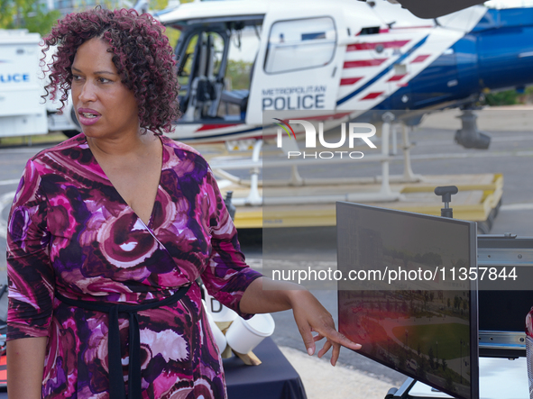 Mayor Muriel Bowser Was Joined By DC Metropolitan Police Chief Pamela Smith To Unveil A New ''FALCON ONE'' Helicopter, An Airbus H-125, That...