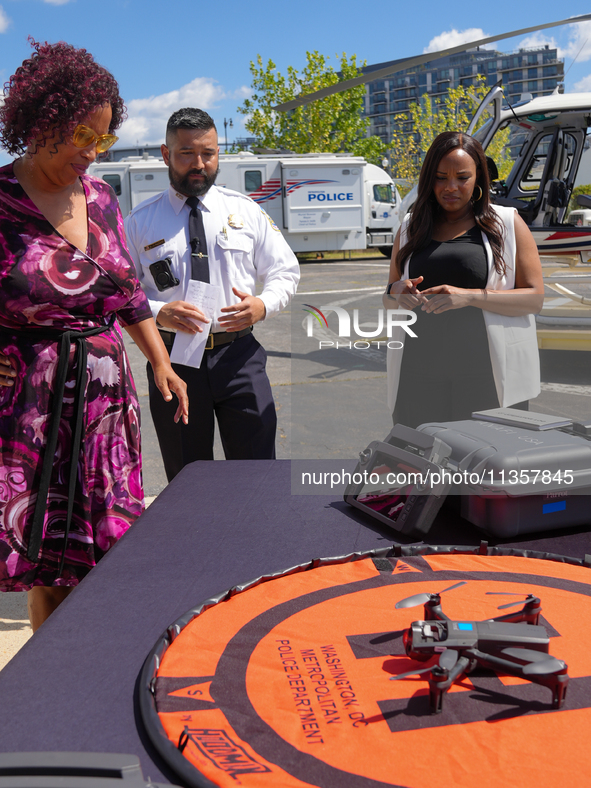 Mayor Muriel Bowser Was Joined By DC Metropolitan Police Chief Pamela Smith To Unveil A New ''FALCON ONE'' Helicopter, An Airbus H-125, That...