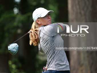 Lauren Hartlage of the United States tees off on the 6th hole during Day Four of the KPMG Women's PGA Championship at Sahalee Country Club i...