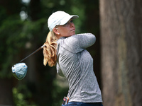 Lauren Hartlage of the United States tees off on the 6th hole during Day Four of the KPMG Women's PGA Championship at Sahalee Country Club i...