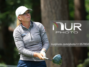 Lauren Hartlage of the United States tees off on the 6th hole during Day Four of the KPMG Women's PGA Championship at Sahalee Country Club i...