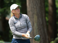 Lauren Hartlage of the United States tees off on the 6th hole during Day Four of the KPMG Women's PGA Championship at Sahalee Country Club i...