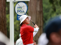 Amy Yang of Republic of Korea tees off on the 9th hole during Day Four of the KPMG Women's PGA Championship at Sahalee Country Club in Samma...