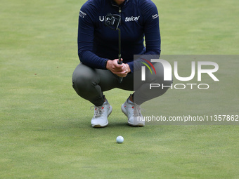 Gaby Lopez of Mexico lines up her putt on the 16th green during Day Four of the KPMG Women's PGA Championship at Sahalee Country Club in Sam...