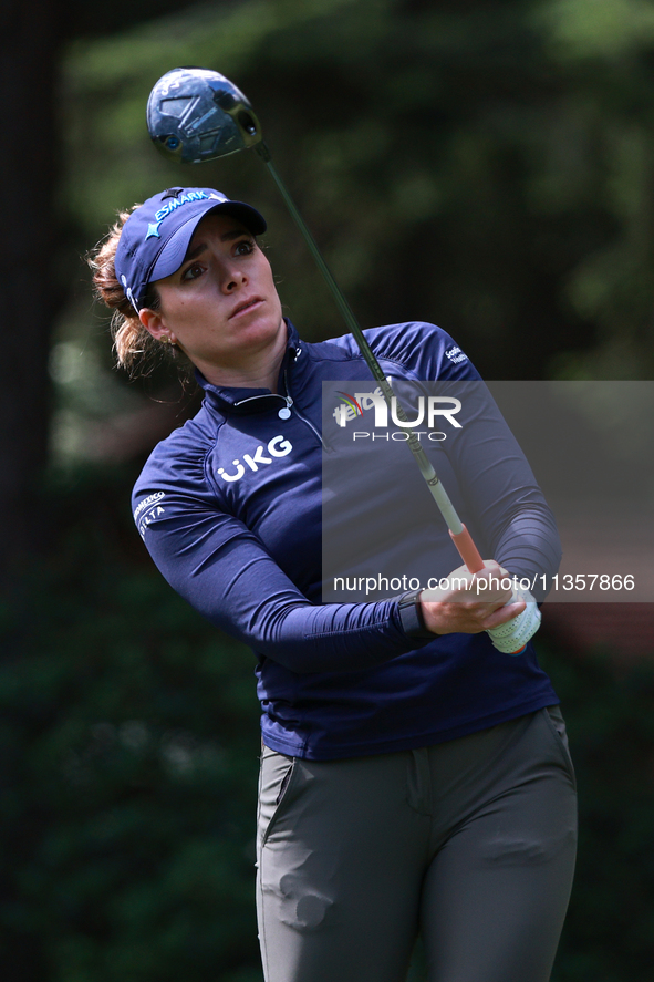 Gaby Lopez of Mexico tees off on the third hole during Day Four of the KPMG Women's PGA Championship at Sahalee Country Club in Sammamish, W...