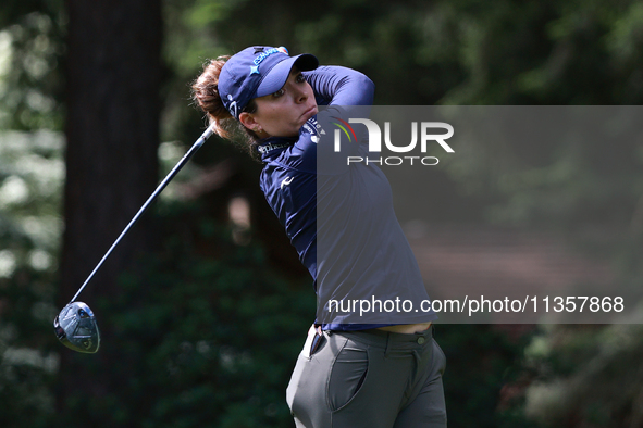 Gaby Lopez of Mexico tees off on the third hole during Day Four of the KPMG Women's PGA Championship at Sahalee Country Club in Sammamish, W...