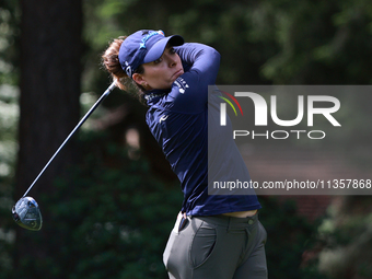 Gaby Lopez of Mexico tees off on the third hole during Day Four of the KPMG Women's PGA Championship at Sahalee Country Club in Sammamish, W...