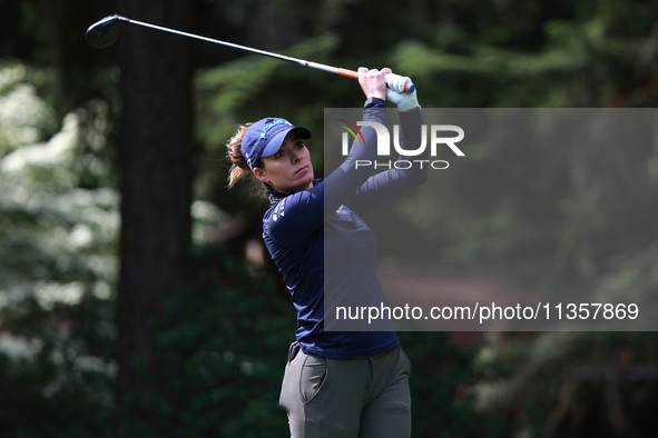 Gaby Lopez of Mexico tees off on the third hole during Day Four of the KPMG Women's PGA Championship at Sahalee Country Club in Sammamish, W...