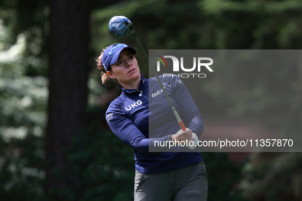 Gaby Lopez of Mexico tees off on the third hole during Day Four of the KPMG Women's PGA Championship at Sahalee Country Club in Sammamish, W...