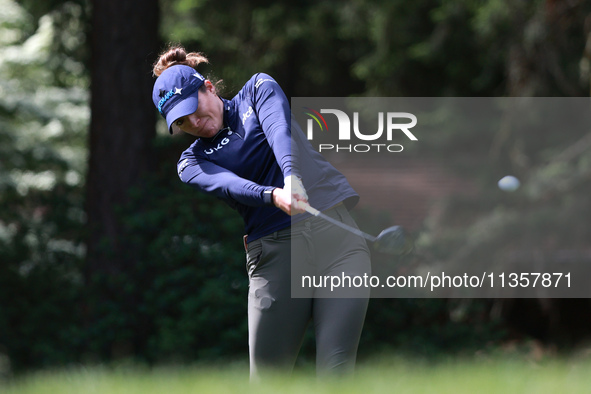 Gaby Lopez of Mexico tees off on the third hole during Day Four of the KPMG Women's PGA Championship at Sahalee Country Club in Sammamish, W...