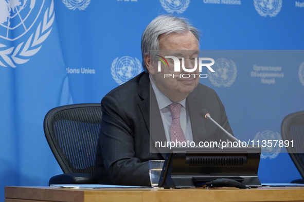 UN Secretary-General Antonio Guterres discusses work needed to institute measures to protect information integrity, at the United Nations He...