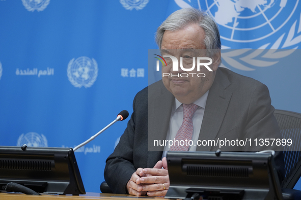 UN Secretary-General Antonio Guterres discusses work needed to institute measures to protect information integrity, at the United Nations He...