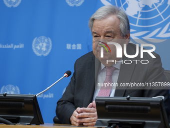 UN Secretary-General Antonio Guterres discusses work needed to institute measures to protect information integrity, at the United Nations He...