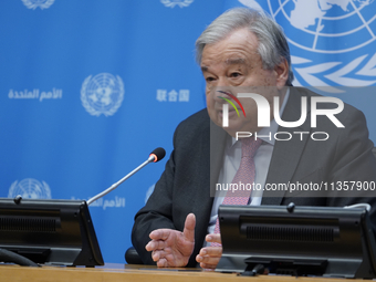 UN Secretary-General Antonio Guterres discusses work needed to institute measures to protect information integrity, at the United Nations He...