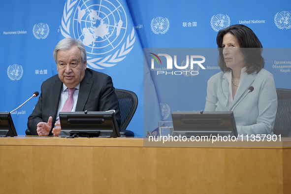 UN Secretary-General Antonio Guterres and Under Secretary  General for Global Communications, Melissa Fleming discuss work needed to institu...