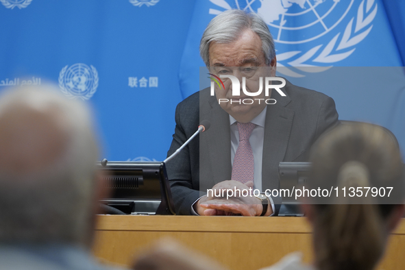 UN Secretary-General Antonio Guterres discusses work needed to institute measures to protect information integrity, at the United Nations He...