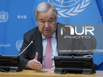 UN Secretary-General Antonio Guterres discusses work needed to institute measures to protect information integrity, at the United Nations He...