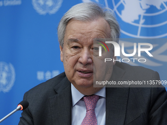 UN Secretary-General Antonio Guterres discusses work needed to institute measures to protect information integrity, at the United Nations He...