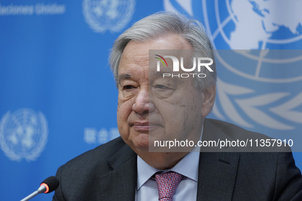 UN Secretary-General Antonio Guterres discusses work needed to institute measures to protect information integrity, at the United Nations He...