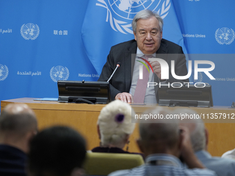 UN Secretary-General Antonio Guterres discusses work needed to institute measures to protect information integrity, at the United Nations He...