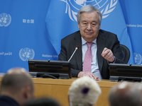 UN Secretary-General Antonio Guterres discusses work needed to institute measures to protect information integrity, at the United Nations He...