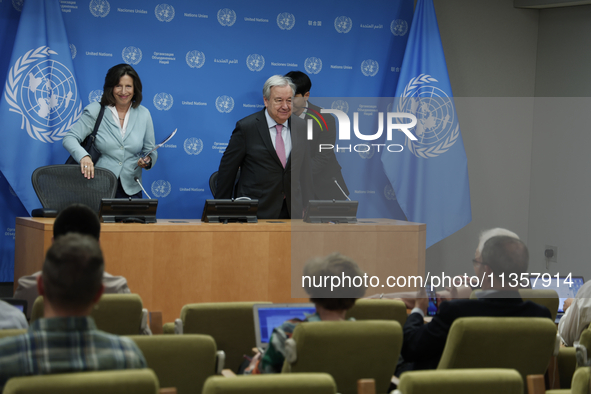 UN Secretary-General Antonio Guterres and Under Secretary  General for Global Communications, Melissa Fleming discuss work needed to institu...