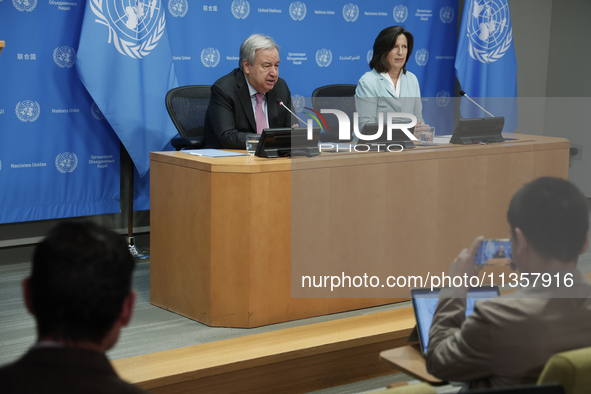 UN Secretary-General Antonio Guterres and Under Secretary  General for Global Communications, Melissa Fleming discuss work needed to institu...