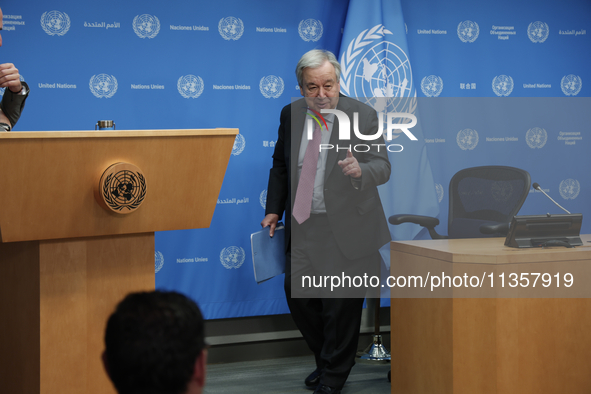  Secretary-General Antonio Guterres discusses work needed to institute measures to protect information integrity, at the United Nations Head...