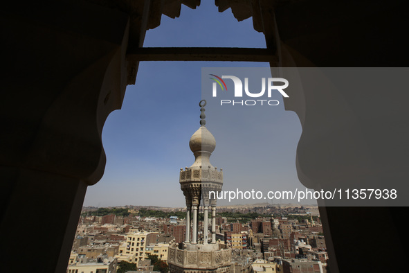 A picture taken on June 24, 2024, in Cairo, Egypt, is showing the minarets of Bab Zuweila, one of the historic gates of Islamic Cairo in the...