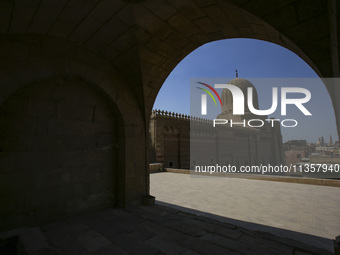 A picture taken on June 24, 2024, in Cairo, Egypt, is showing the minarets of Bab Zuweila, one of the historic gates of Islamic Cairo in the...