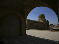 A picture taken on June 24, 2024, in Cairo, Egypt, is showing the minarets of Bab Zuweila, one of the historic gates of Islamic Cairo in the...