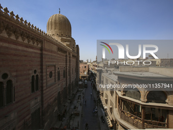 A picture taken on June 24, 2024, in Cairo, Egypt, is showing the minarets of Bab Zuweila, one of the historic gates of Islamic Cairo in the...