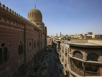 A picture taken on June 24, 2024, in Cairo, Egypt, is showing the minarets of Bab Zuweila, one of the historic gates of Islamic Cairo in the...