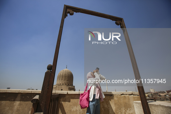 A picture taken on June 24, 2024, in Cairo, Egypt, is showing the minarets of Bab Zuweila, one of the historic gates of Islamic Cairo in the...