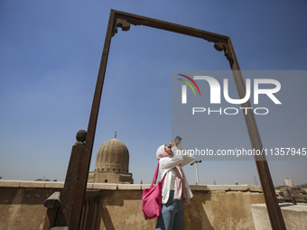 A picture taken on June 24, 2024, in Cairo, Egypt, is showing the minarets of Bab Zuweila, one of the historic gates of Islamic Cairo in the...