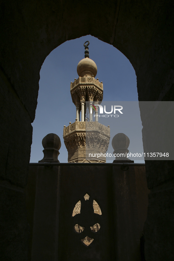 A picture taken on June 24, 2024, in Cairo, Egypt, is showing the minarets of Bab Zuweila, one of the historic gates of Islamic Cairo in the...