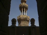 A picture taken on June 24, 2024, in Cairo, Egypt, is showing the minarets of Bab Zuweila, one of the historic gates of Islamic Cairo in the...