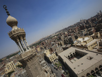 A picture taken on June 24, 2024, in Cairo, Egypt, is showing the minarets of Bab Zuweila, one of the historic gates of Islamic Cairo in the...