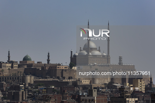 A picture taken on June 24, 2024, in Cairo, Egypt, is showing the minarets of Bab Zuweila, one of the historic gates of Islamic Cairo in the...