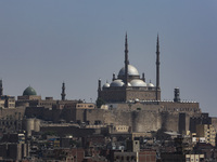 A picture taken on June 24, 2024, in Cairo, Egypt, is showing the minarets of Bab Zuweila, one of the historic gates of Islamic Cairo in the...