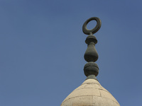 A picture taken on June 24, 2024, in Cairo, Egypt, is showing the minarets of Bab Zuweila, one of the historic gates of Islamic Cairo in the...