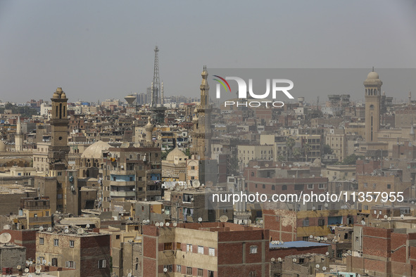 A picture taken on June 24, 2024, in Cairo, Egypt, is showing the minarets of Bab Zuweila, one of the historic gates of Islamic Cairo in the...