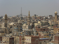 A picture taken on June 24, 2024, in Cairo, Egypt, is showing the minarets of Bab Zuweila, one of the historic gates of Islamic Cairo in the...