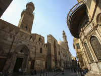 Al-Moez Street in Al-Gamaleya neighborhood next to the Khan Al-Khalili market area, on June 24, 2024, in Cairo, Egypt, is containing the lar...