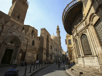 Al-Moez Street in Al-Gamaleya neighborhood next to the Khan Al-Khalili market area, on June 24, 2024, in Cairo, Egypt, is containing the lar...