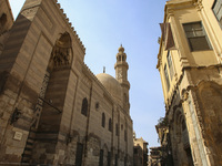 Al-Moez Street in Al-Gamaleya neighborhood next to the Khan Al-Khalili market area, on June 24, 2024, in Cairo, Egypt, is containing the lar...