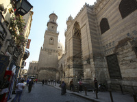 Al-Moez Street in Al-Gamaleya neighborhood next to the Khan Al-Khalili market area, on June 24, 2024, in Cairo, Egypt, is containing the lar...