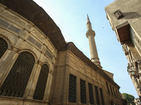 Al-Moez Street in Al-Gamaleya neighborhood next to the Khan Al-Khalili market area, on June 24, 2024, in Cairo, Egypt, is containing the lar...