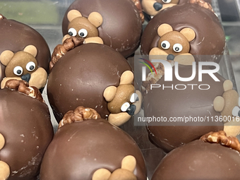 Beaver bomb chocolates are being displayed at a confectionery shop in Niagara-on-the-Lake, Ontario, Canada, on June 12, 2024. (