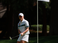 Charley Hull of England reacts to her putt on the second green during Day Four of the KPMG Women's PGA Championship at Sahalee Country Club...